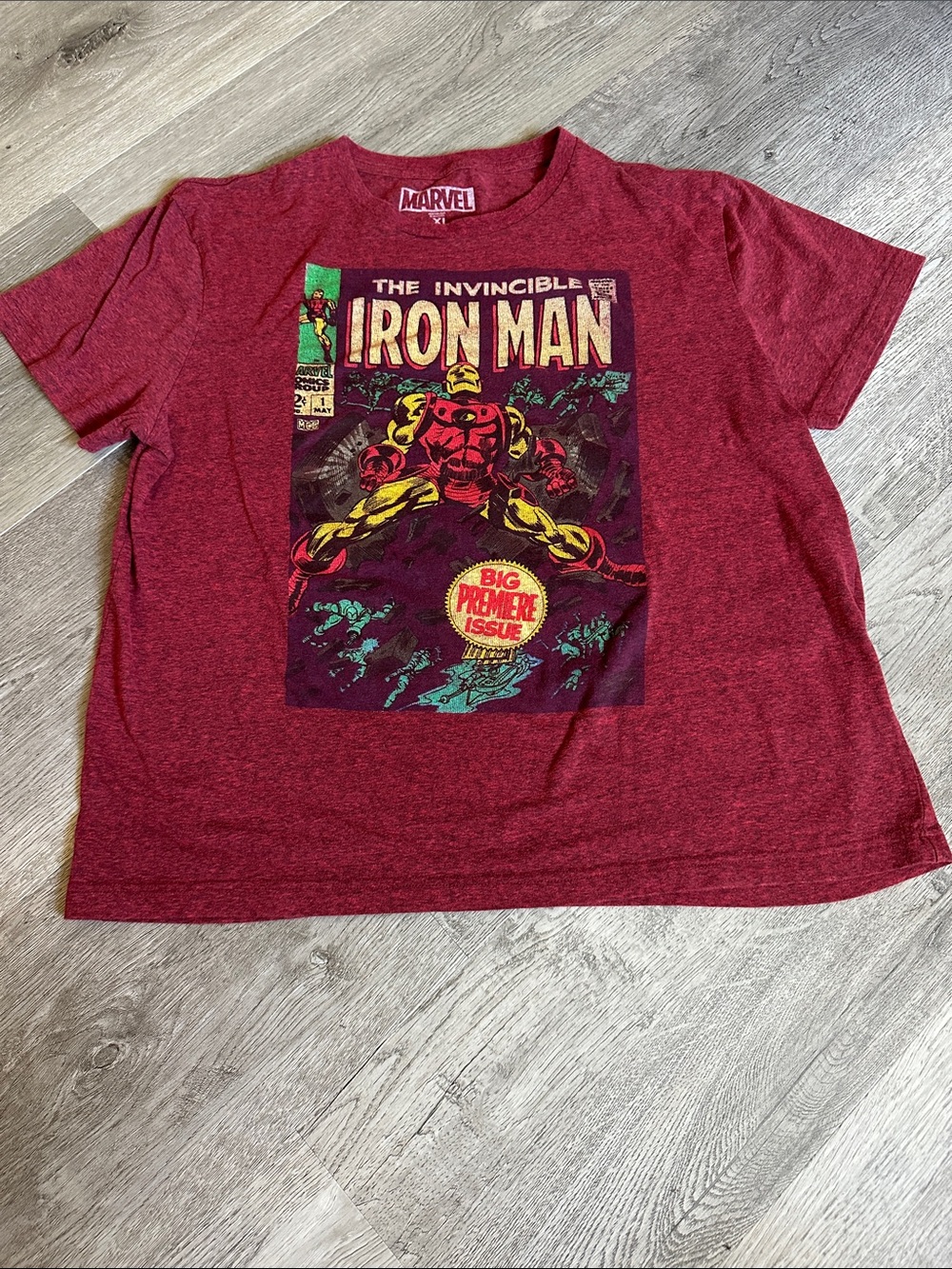 Marvel Iron Man Vintage Comic Graphic Tee - Maroon Red